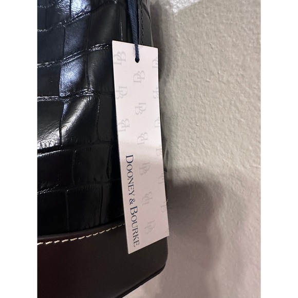Dooney & Bourke Brenna Croc Embossed Leather Satchel Handbag Black - Picture 6 of 9